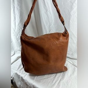 Genuine vintage Romano Di Paolo tan leather shoulder bag purse large